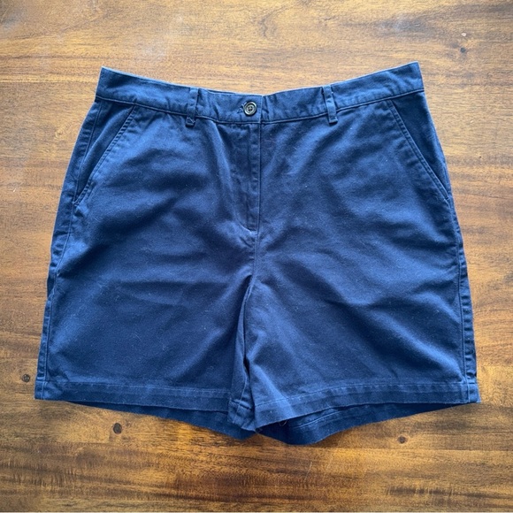 Lauren Ralph Lauren Shorts 14P Navy Chino 100% Cotton Flat Front Petite - Picture 2 of 9